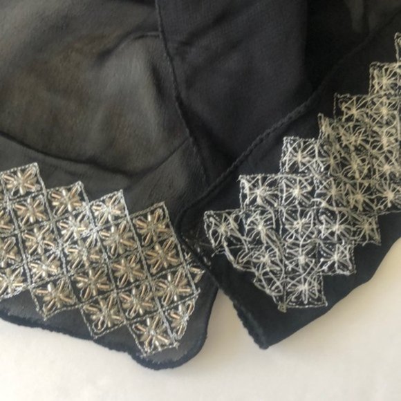 Scarf Black Sheer Wrap Beaded Ends New - Picture 5 of 7